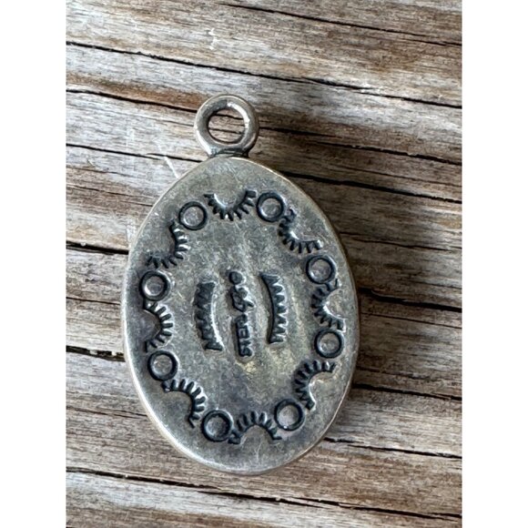 Aztec Style Sterling Silver Pendant With Malachite & Azurite Gemstone - Picture 2 of 4